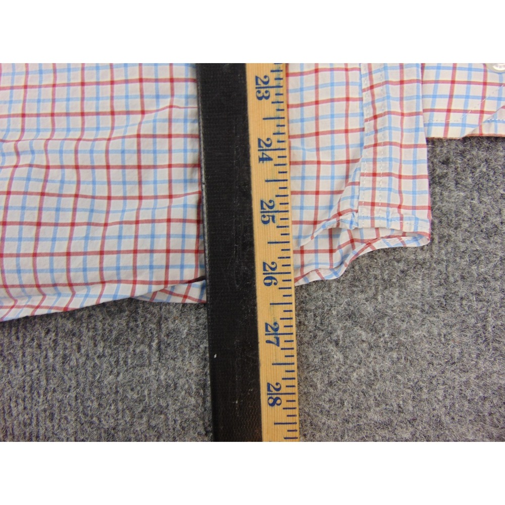 Onward Reserve Shirt Mens Med Tailored Fit White Red Blue Plaid Button Down - Picture 5 of 8